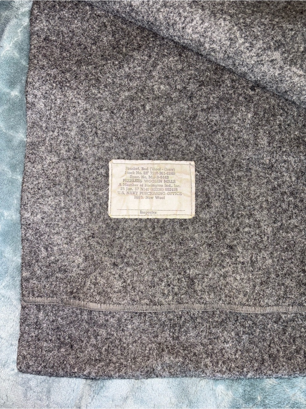 Military 100% Wool Gray Blanket